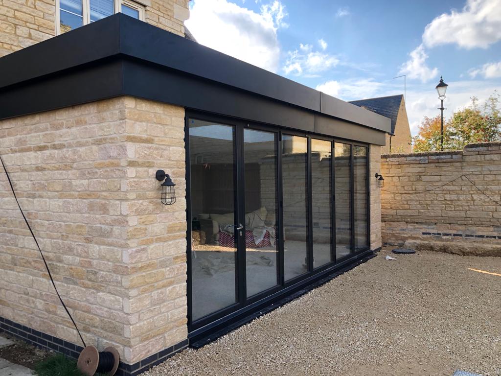 building extension with patio doors